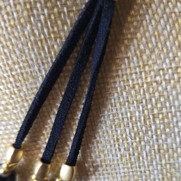 Chico's 3 Strand Gold Tone and Black Beaded Statement Necklace - Picture 8 of 8